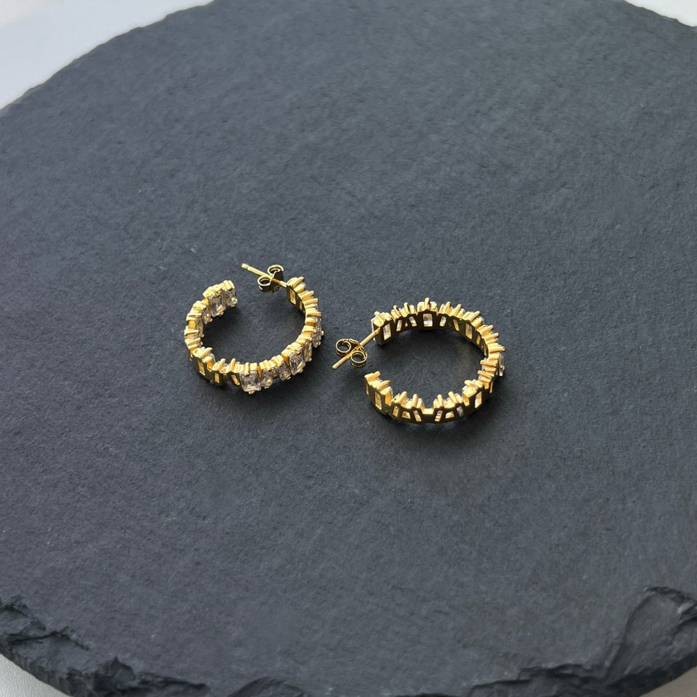 Baguette-Cut Hoop Earrings