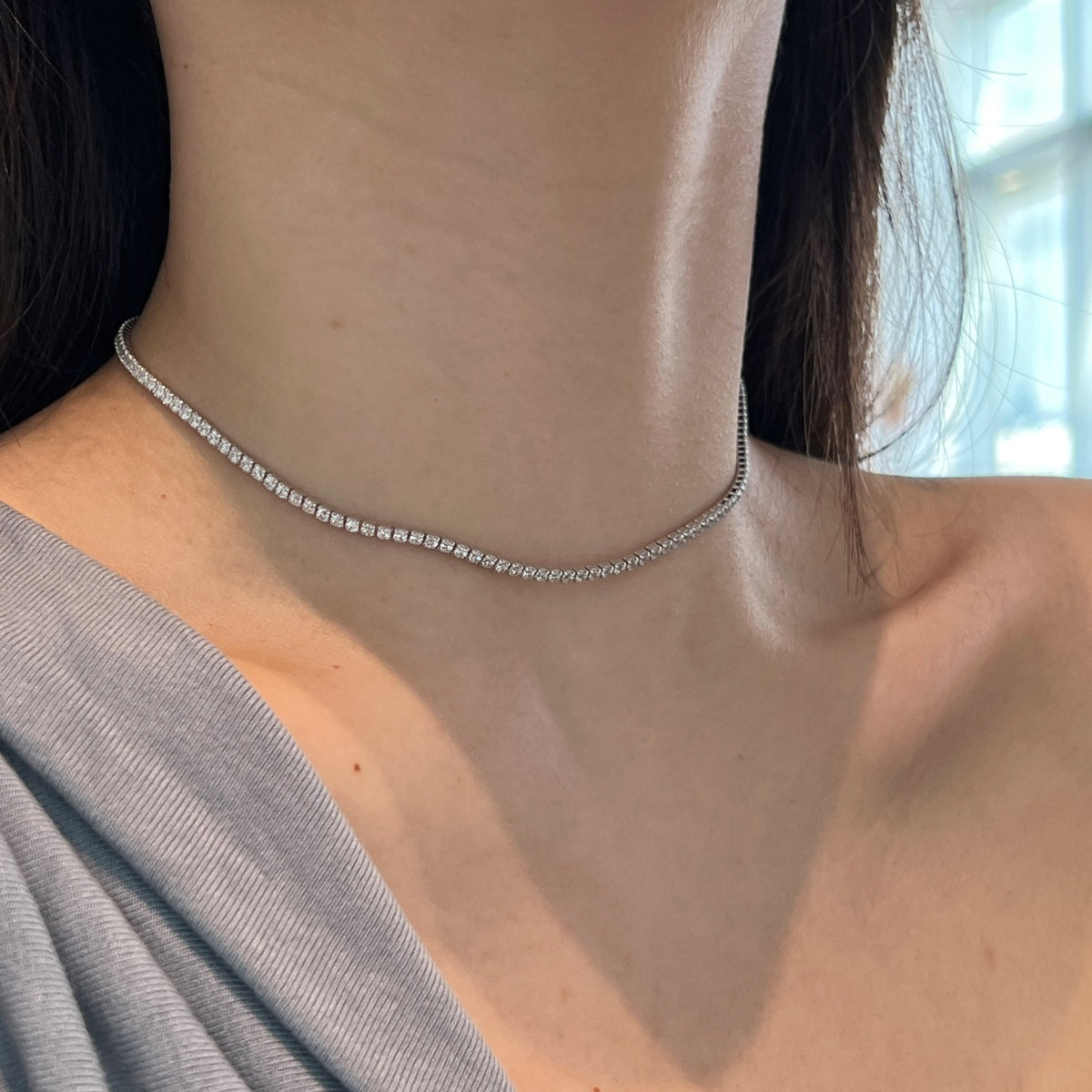 Dazzling Diamond-Accented Choker Necklace