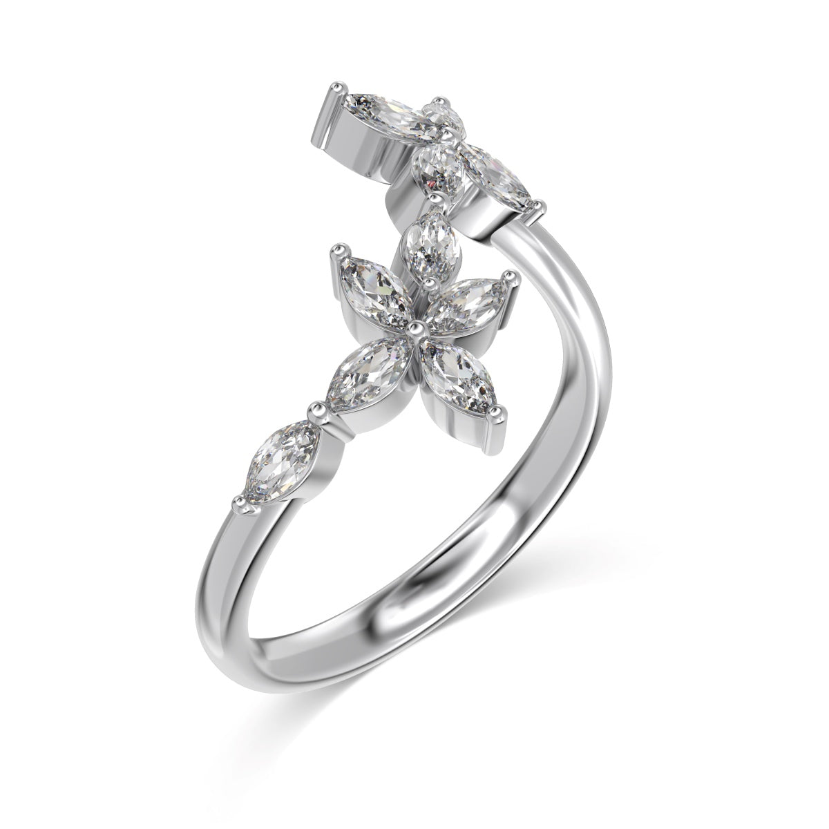 Silver Floral Design Ring