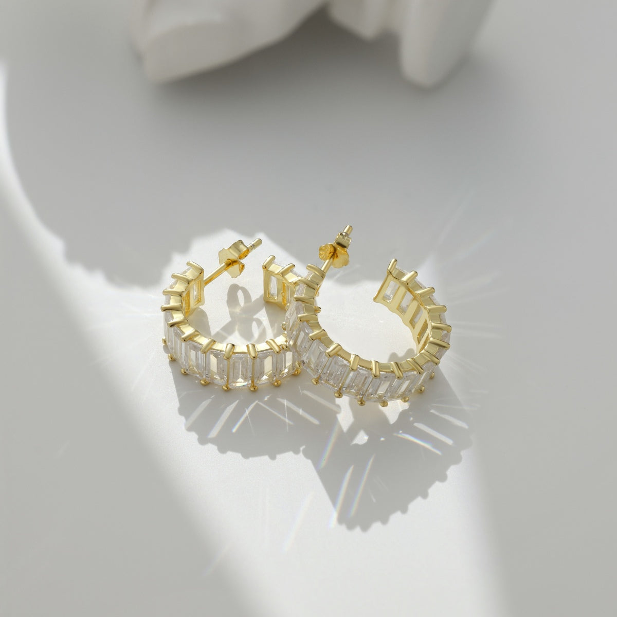 Gold Crystal Hoops