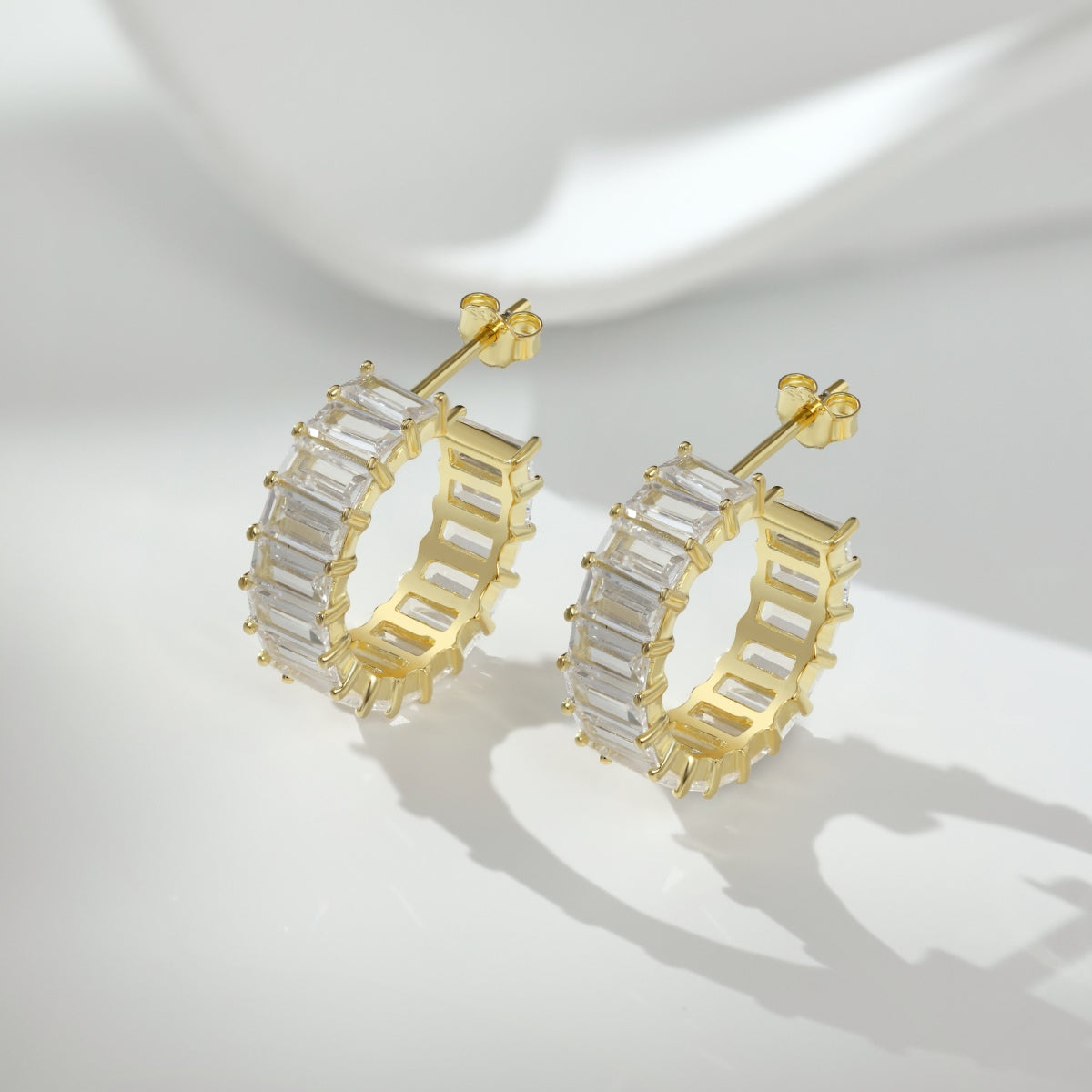 Gold Crystal Hoops