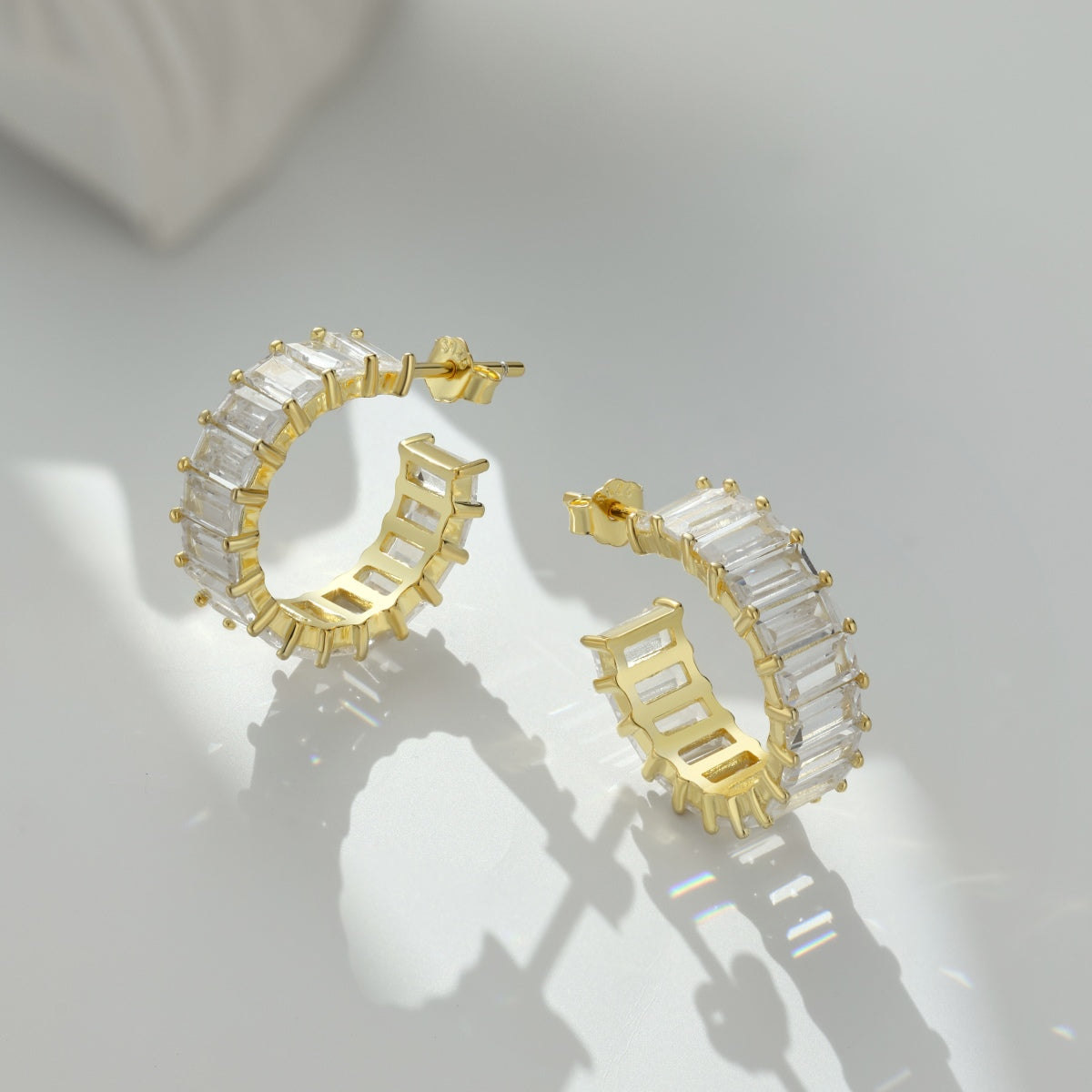 Gold Crystal Hoops