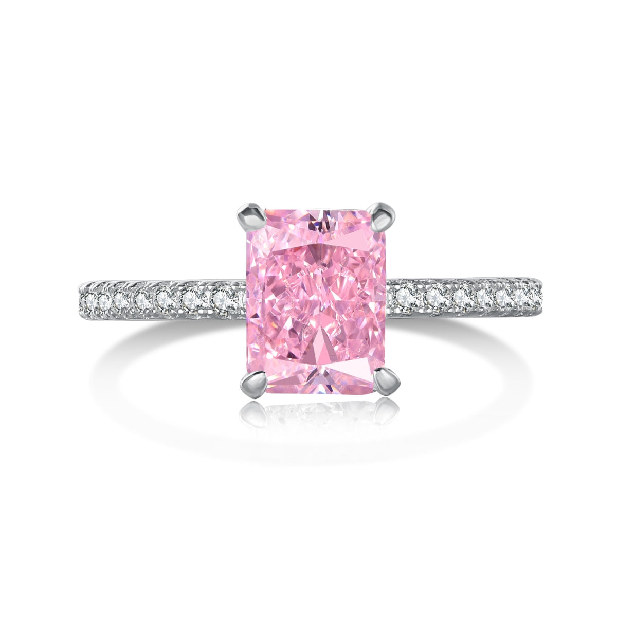 Pink Emerald-Cut Ring