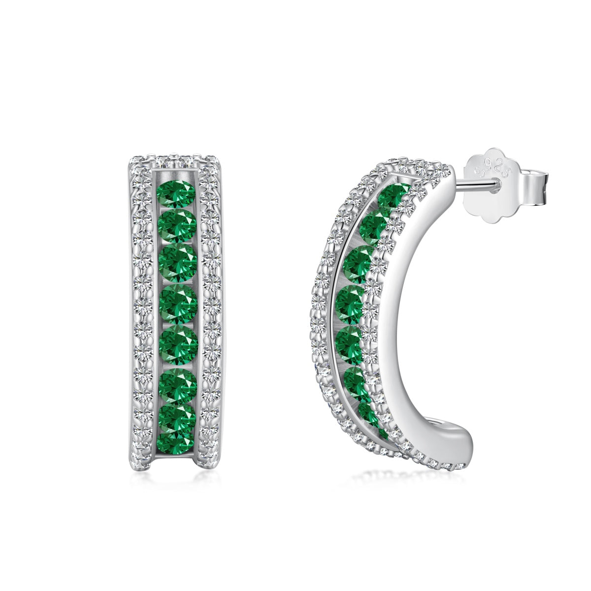 Emerald Glow Pave Hoops