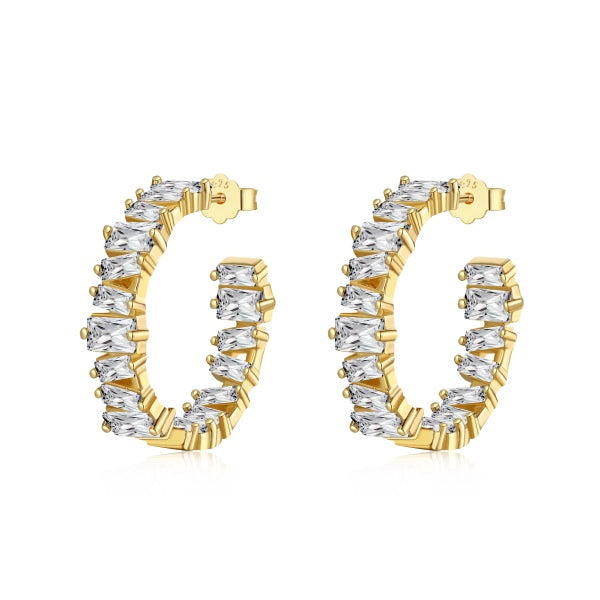 Baguette-Cut Hoop Earrings